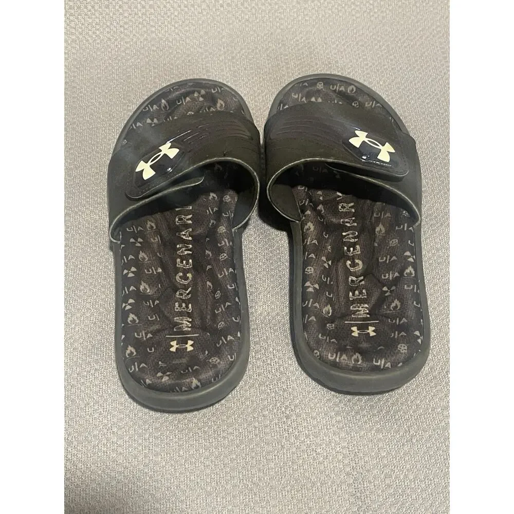 Under Armour Youth Slides Size 5Y Black Adjustable Unisex Sandals Kids 5